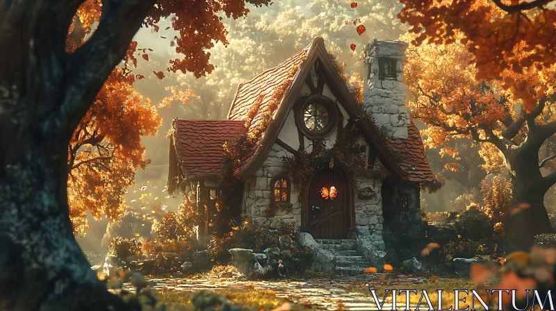 Fairytale Cottage in the Woods AI Image