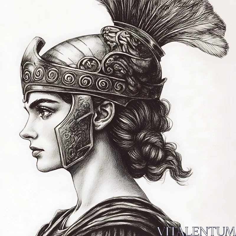 AI ART Monochrome Woman Portrait with Helmet