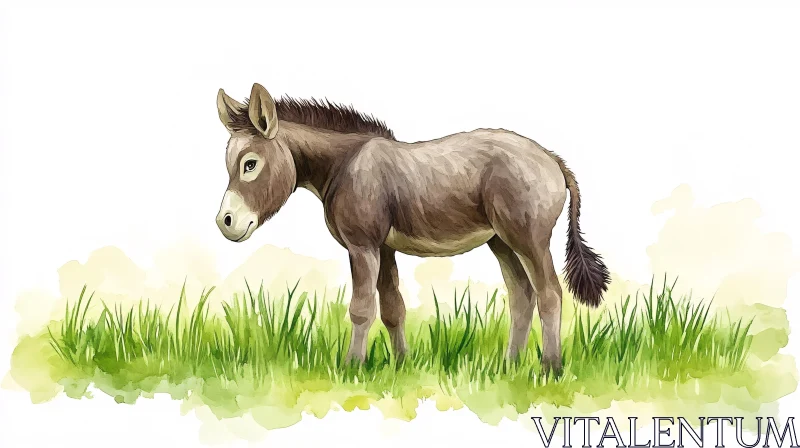 Donkey Illustration in Nature AI Image