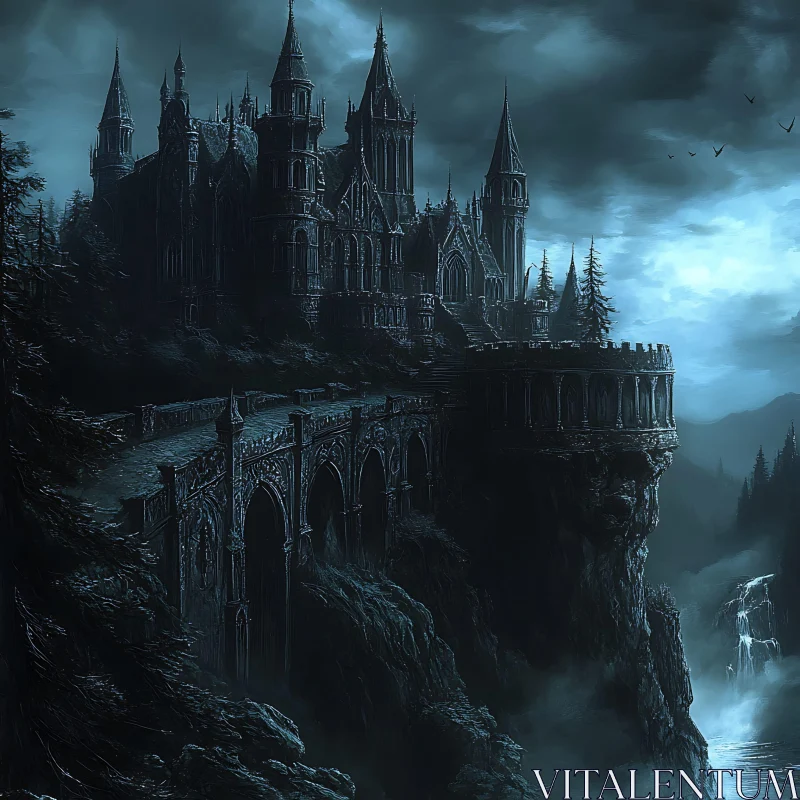 AI ART Dark Castle Landscape