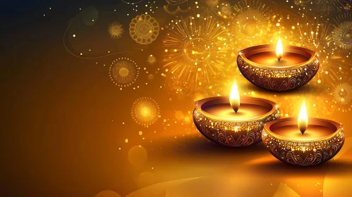 Golden Diwali Lamps: Festive Light Art