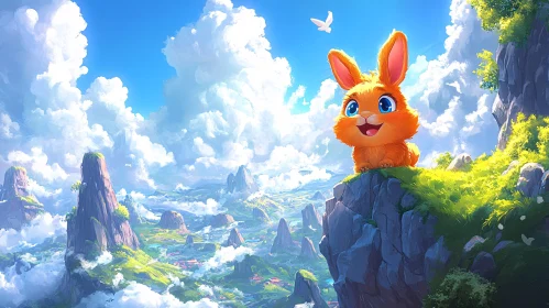 Adorable Animated Bunny in Enchanted Scenery