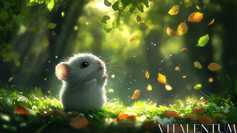 Mouse Amidst Falling Leaves AI Image