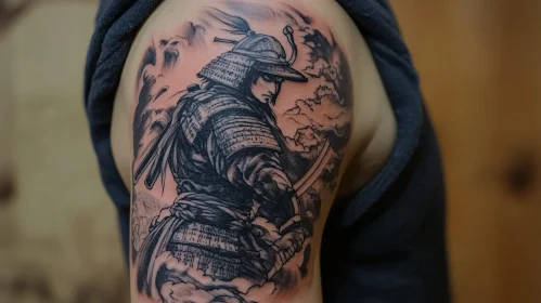 Monochrome Samurai Tattoo Art