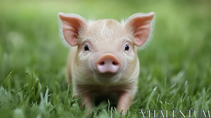 Young Piglet in Nature AI Image