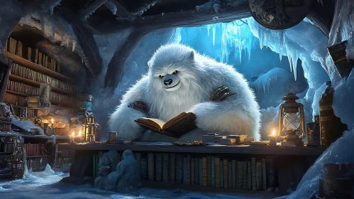 Abominable Snowman Reading in Ice Cave