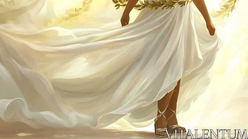 AI ART Woman in White Dress with Golden Light