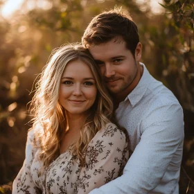 Affectionate Couple Embracing in Soft Sunlight