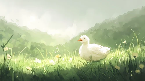 Peaceful Duck Amidst Greenery