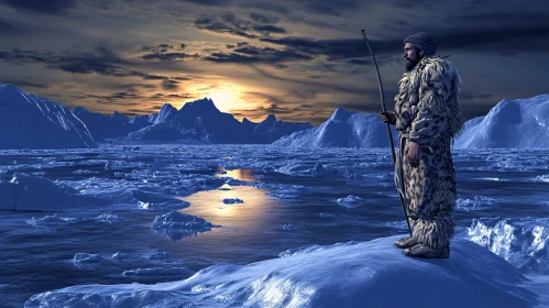 Winter Solitude: Man on Frozen Land