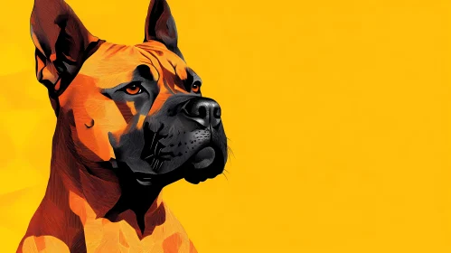 Colorful Dog Portrait on Yellow Background