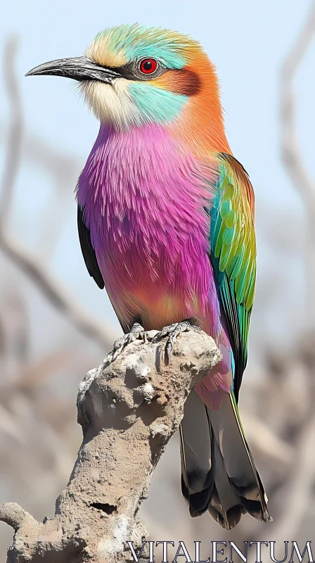 AI ART Vibrant Perched Bird