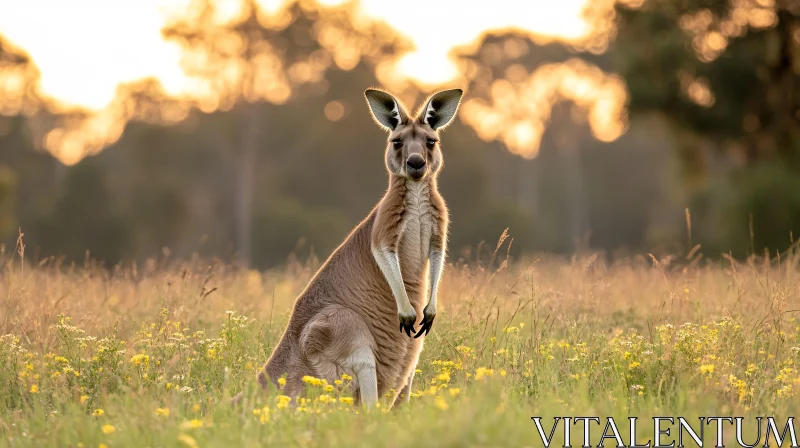 Kangaroo in Sunset Light AI Image