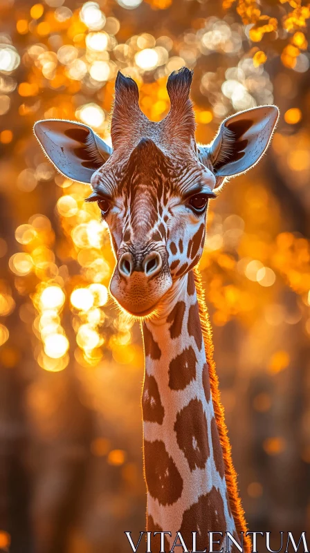 Giraffe in Glowing Afternoon Light AI Image