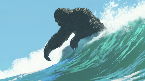 Surreal Bigfoot on a Wave