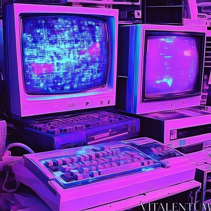 Vintage Technology with Neon Glow AI Image