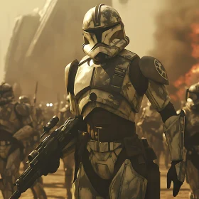 Sci-Fi Soldiers in War Zone