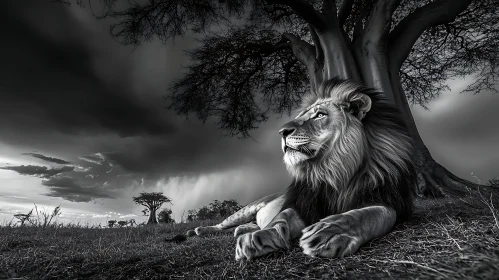 Resting Lion Portrait