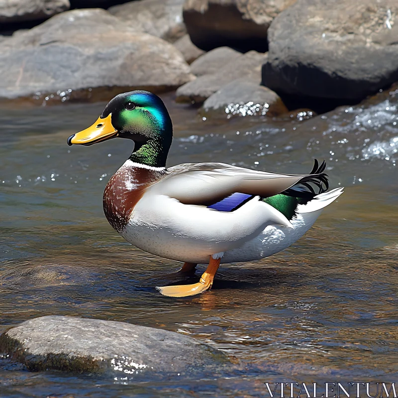 Duck in the river AI Image