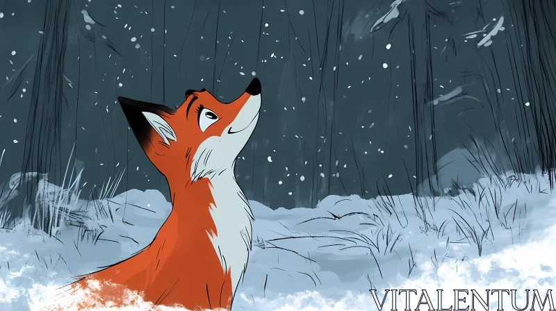 Winter Fox Illustration AI Image