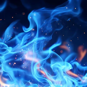 Ethereal Blue Fire with Orange Sparks