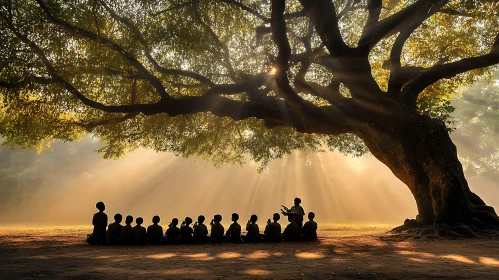 Golden Light Under the Tree