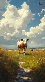 Idyllic Countryside with Cow