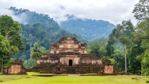 Old Temple in Green Landscape