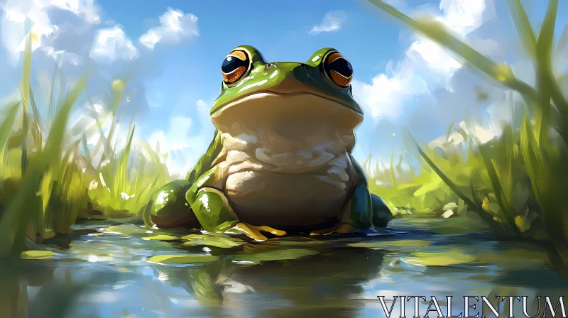 AI ART Peaceful Frog Reflection