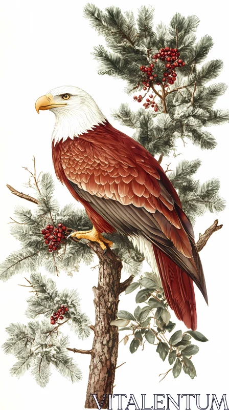 AI ART Eagle Amidst Berries