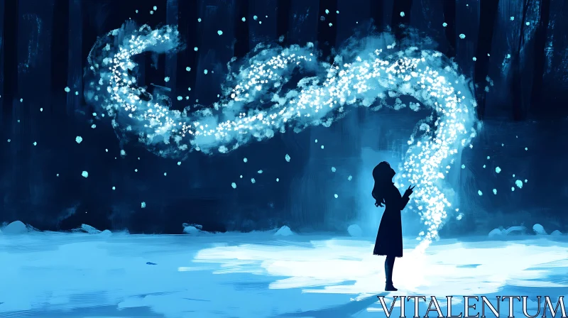 AI ART Girl and Stars in Winter