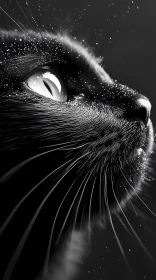 Intense Feline Gaze in Monochrome