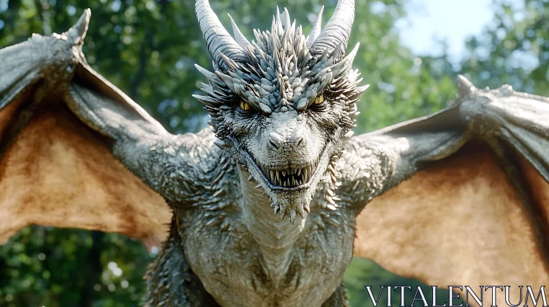 Dragon with Horns and Wings AI Image