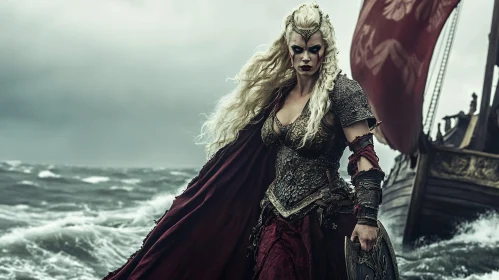 Strong Viking Woman by the Sea