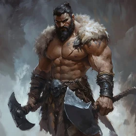 Warrior with Axe, Digital Illustration