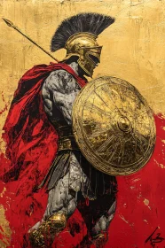 Ancient Warrior with Gold Shield