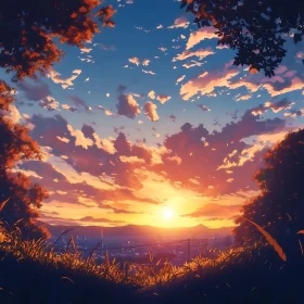 Scenic Sunset Landscape with Clouds