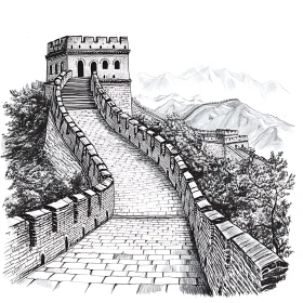 Ink Drawing of the Great Wall