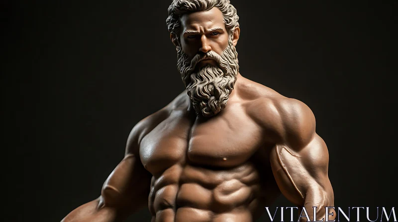 Bearded Muscular Man Sculpture AI Image