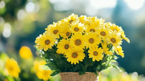 Yellow Floral Arrangement in Basket