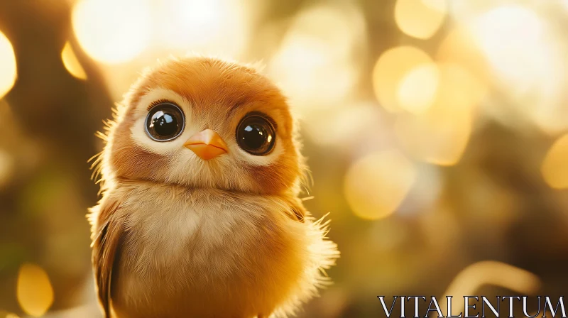 Charming Bird with Big Eyes AI Image