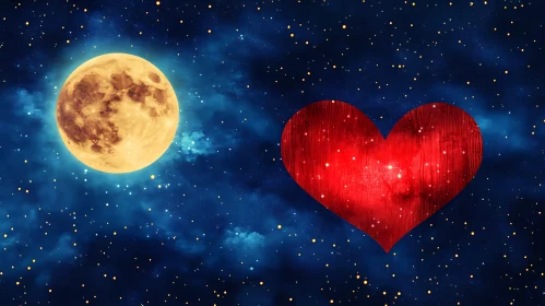 Romantic Moonlit Night with Heart