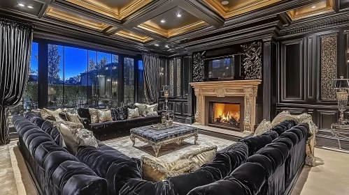 Opulent Living Room with Rich Furnishings