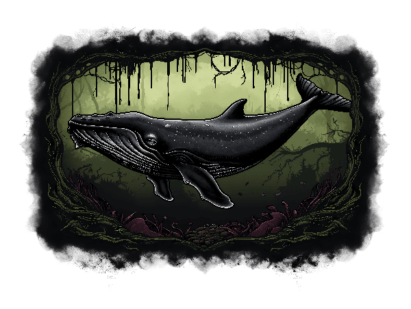 Mystical Whale Art for Clothing Design