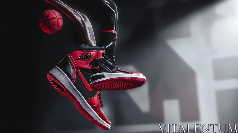 Red and Black Basketball Shoes AI Image