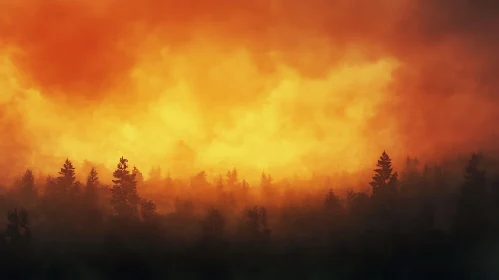 Forest Ablaze with Raging Fire