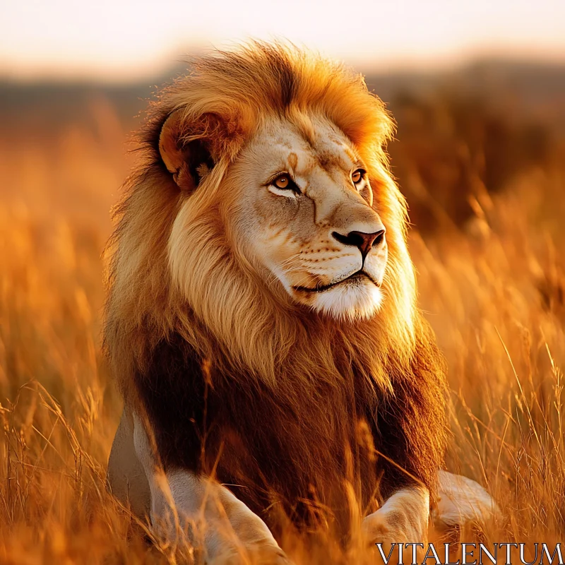 AI ART Lion in Golden Light