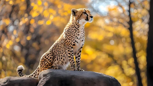 Cheetah Among Autumn Leaves