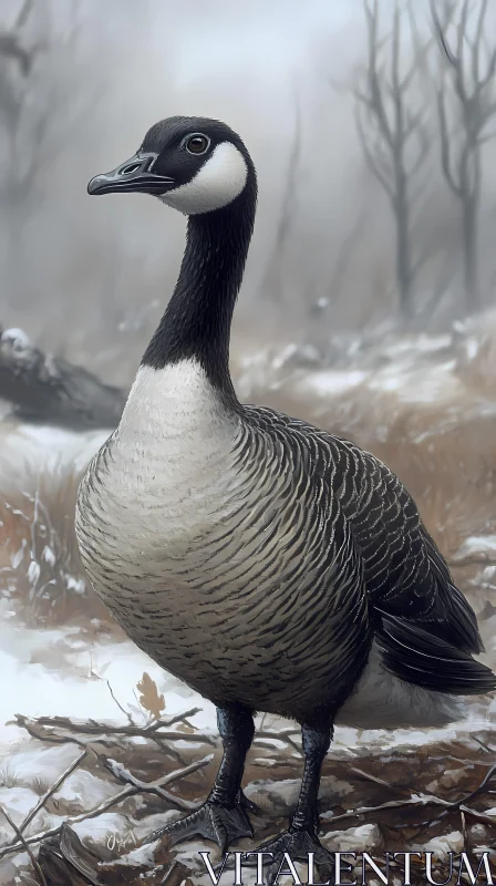 AI ART Winter Goose Amidst Frost