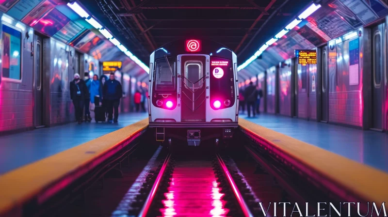 Enchanting Subway Train at Night in White and Magenta | Rangercore Aesthetics AI Image